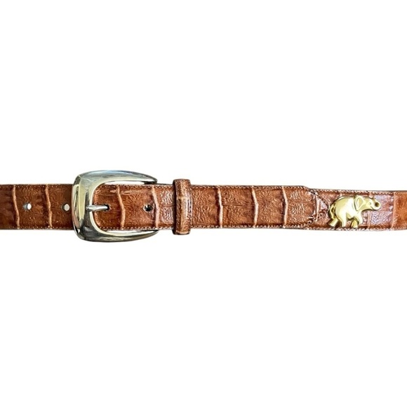 Vintage Brown Croc Embossed Leather Ladies Belt Size Large 80’s 90’s eclectic main image 8